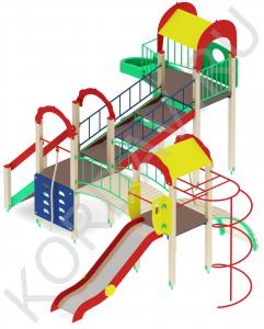 Детский игровой комплекс с винтовой горкой и гимнастическими элементами ПДИ 2.22 (2)